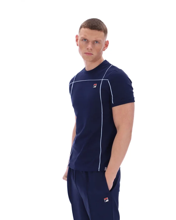 Fila marinblå Terri-T-shirt med kontrastkant