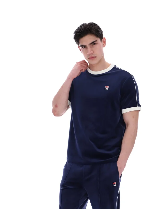 Fila Navy Basilio Velour-T-shirt - Bild 4